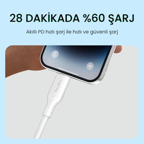 60W Type-C to Type-C Hızlı Şarj ve Veri Kablosu, 1.2 Metre