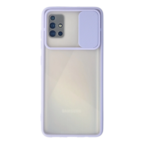 Samsung Galaxy A71 Kılıf Palm Buzlu Kamera Sürgülü Silikon - Lila