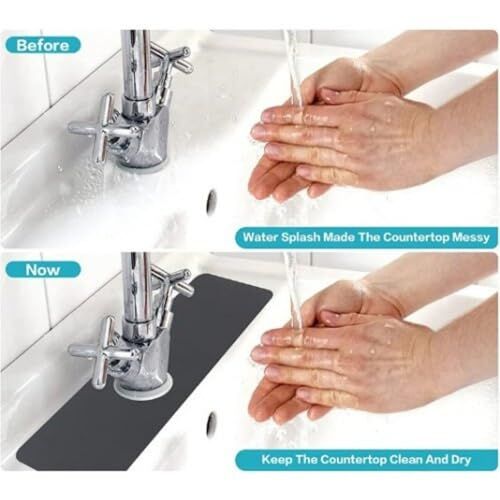 Lavabo Matı, Su Sıçramasını Önleyen Banyo Tezgah Pedi, Kolay Temizlenebilir Banyo Aksesuarı