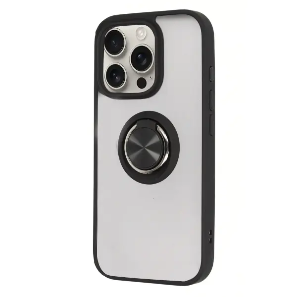 Apple iPhone 16 Pro Kılıf Montreal Yüzüklü Silikon Kapak - Siyah