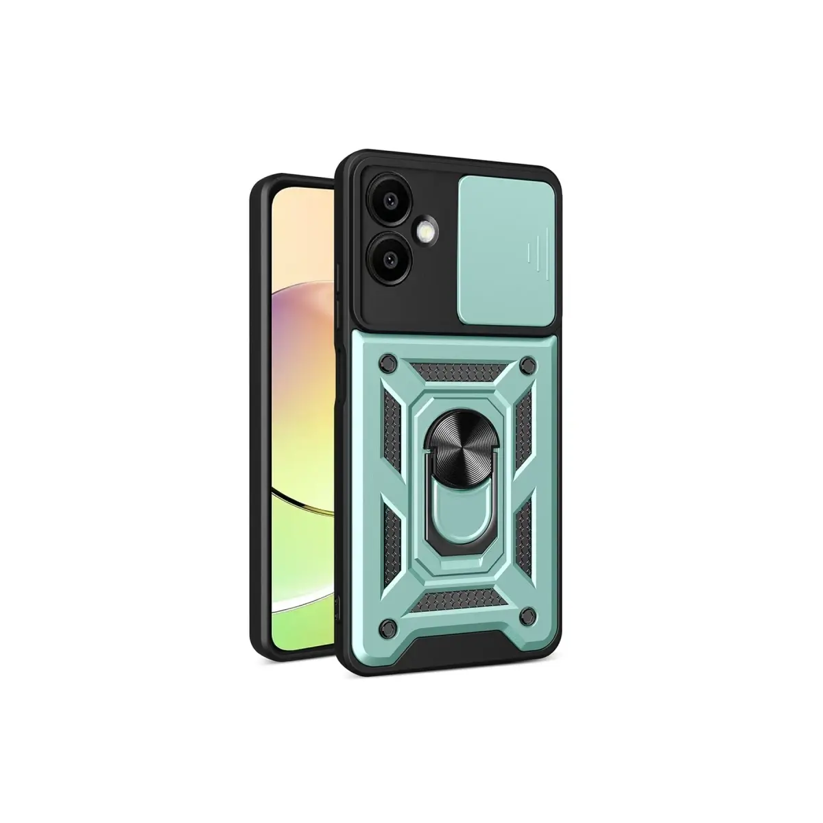 Samsung Galaxy A06 Kılıf Pars Lens Yüzüklü Silikon - Yeşil