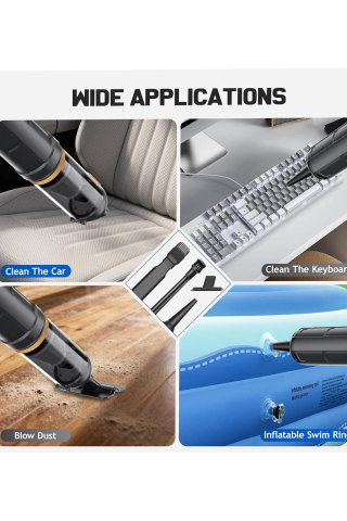 Araç Süpürgesi Şarjlı 120w 20.000pa Göstergeli Yeni Nesil Metal Filtre Extra Vakum Ve Üfleme