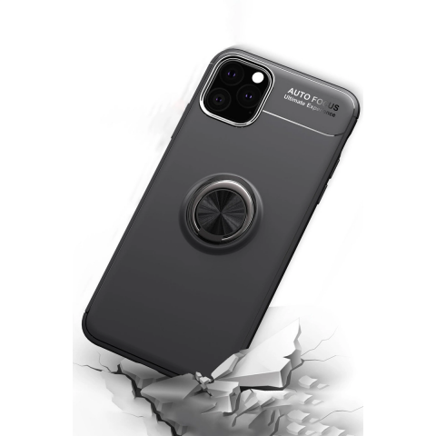 Apple İphone 11 Pro Max Kılıf Range Yüzüklü Silikon - Siyah-gold