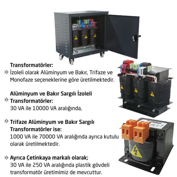 Çetinkaya 250 Va İzoleli Trafo 220/24 VAC Alüminyum Sargı