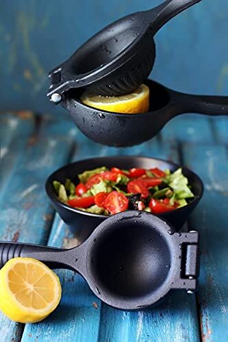 Kollu Limon Sıkacağı, Çekirdek Tutuculu Manuel Narenciye Sıkma Presi, Ergonomik El Tipi, Siyah