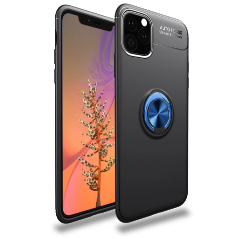 Apple İphone 11 Pro Max Kılıf Range Yüzüklü Silikon - Siyah-mavi