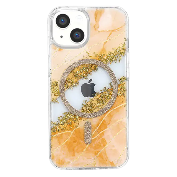 Onegif Apple iPhone 14 Lotus Simli Magsafe Kapak - Yeşil