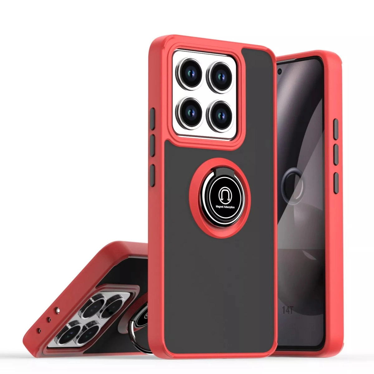 Xiaomi Mi 14t Pro Kılıf Montreal Yüzüklü Silikon Kapak - Kırmızı