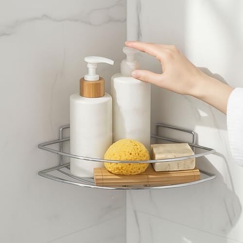 Krom Tek Katlı Duş Şampuanlığı, Paslanmaz Çelik Banyo Köşe Rafı, Vidalı