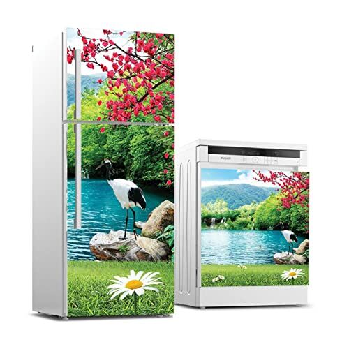Buzdolabı ve Bulaşık Makinası Beyaz Eşya Sticker Kaplama Papatya Kuğu