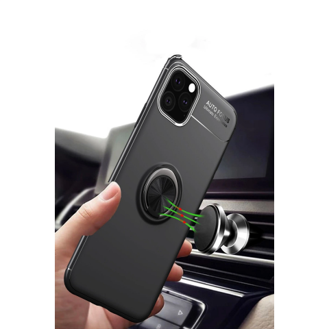 Apple İphone 11 Pro Kılıf Range Yüzüklü Silikon - Siyah-kırmızı