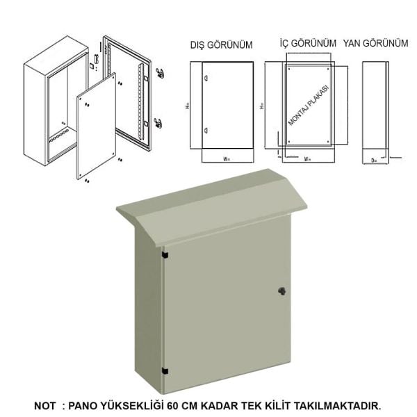 Seba 70*90*40 Taban Saclı Pano Sahra Tip Çatılı 1,5mm Sac