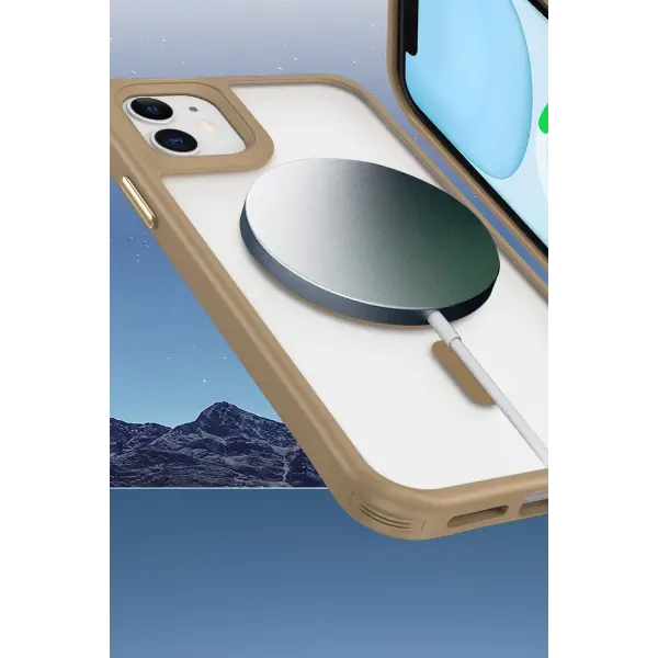 Apple iPhone 12 Kılıf Enka Magsafe Silikon Kılıf - Şeffaf