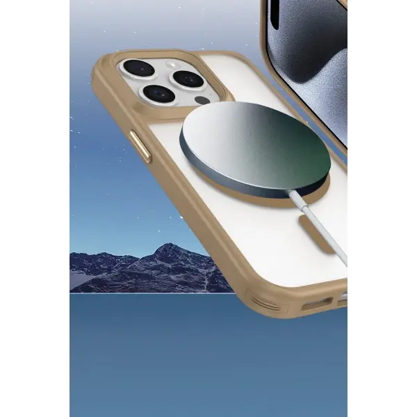 Apple iPhone 14 Pro Max Kılıf Enka Magsafe Silikon Kılıf - Desert