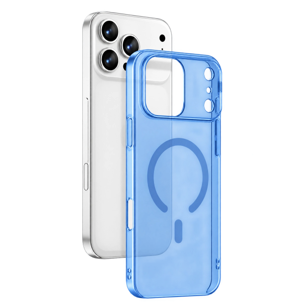 Newface Apple İphone 18 Pro Max Combo Sert Şeffaf Magsafe Kapak - Açık Mavi