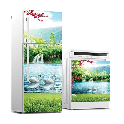 Buzdolabı ve Bulaşık Makinesi Beyaz Eşya Sticker Kaplama, Şelale Kuğu