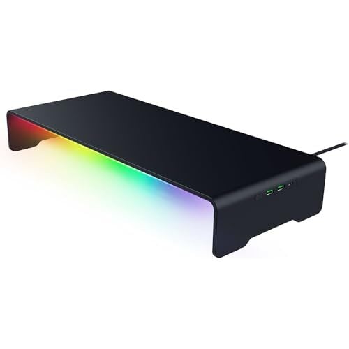 Chroma RGB 4 Yönlü USB-C Hub'lı Alüminyum Monitör Standı, 50 cm x 21 cm x 7.85 cm, 20 kg, Siyah