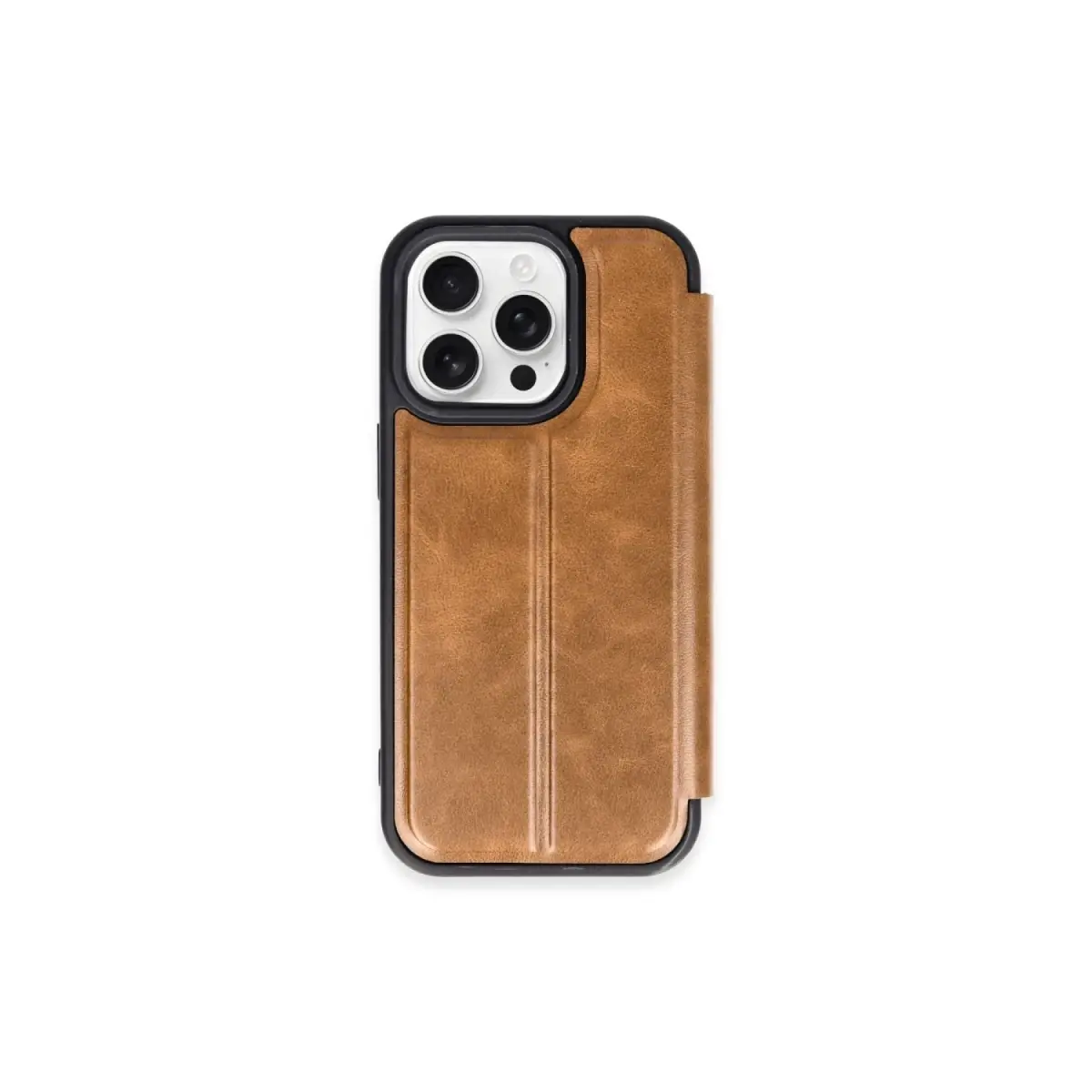 Apple iPhone 15 Pro Max Kılıf Flip Cover - Taba