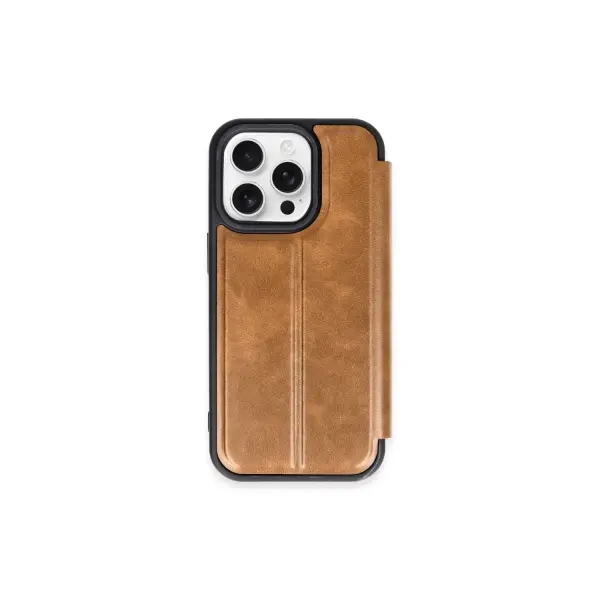 Apple iPhone 15 Pro Max Kılıf Flip Cover - Taba
