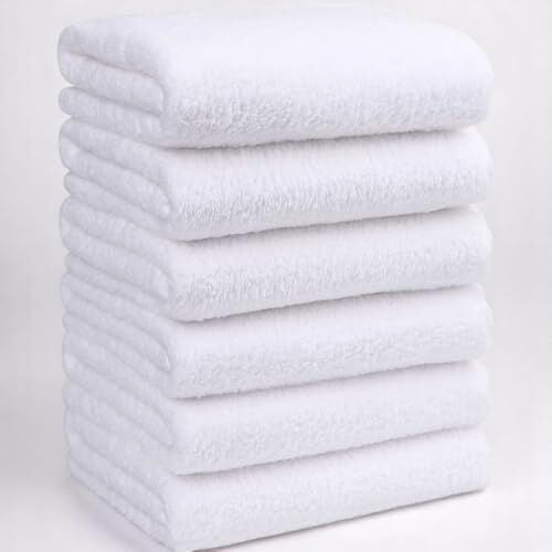 6'lı Beyaz Banyo Havlusu, 70x140 Cm, 490 g, %100pamuk, Spa ve Otel Havlusu