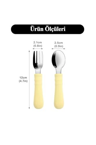 Silikon Saplı Paslanmaz Çelik Bebek Kaşık ve Çatal Seti (Pembe)