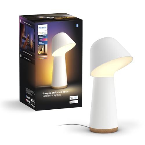 Akıllı Uyku ve Uyandırma Masa Lambası, Beyaz ve Renkli Işık, Bluetooth Uyumlu, Alexa, Apple Home ve Google Assistant Sesli Kontrol, Beyaz, 25.000 Saat Ampul Kullanım Ömrü