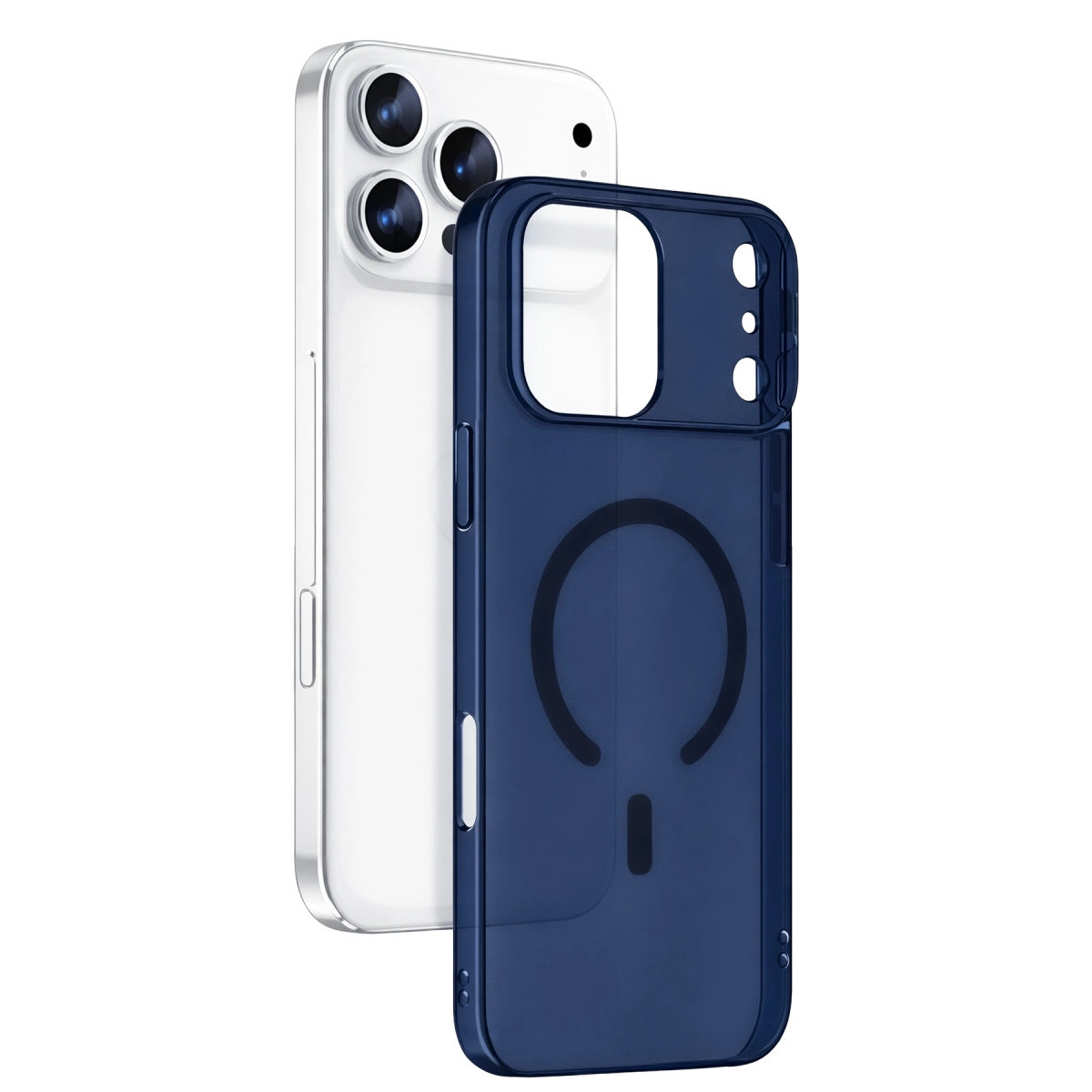 Apple İphone 17 Pro Max Combo Sert Şeffaf Magsafe Kapak - Mavi