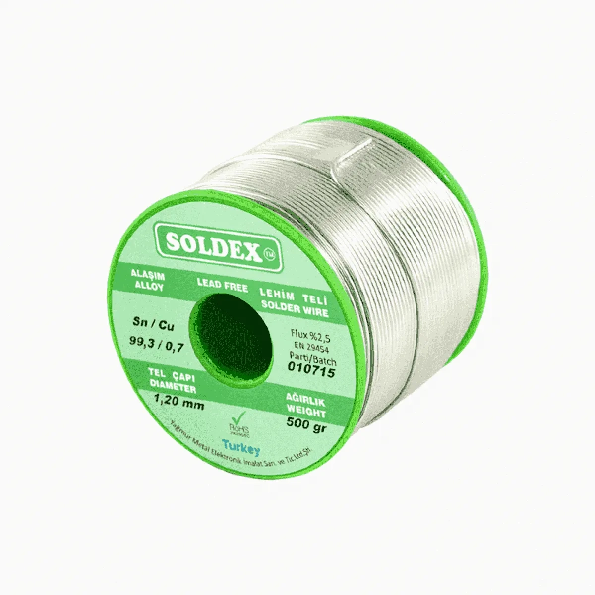 Sn: 99.3 - Cu: 0.7 - 500 Gr, 1.2 Mm - Kurşunsuz, Gümüşsüz Lehim Teli