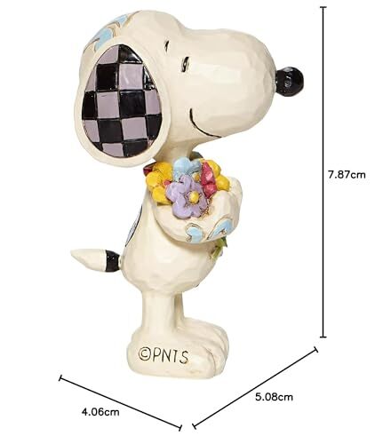 Peanuts Snoopy Bahar Çiçekleri Tutan Minyatür Heykelcik, 7 cm, Çok Renkli