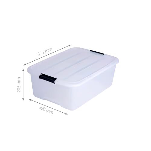 Kapaklı Plastik Saklama Kutuları, 30L, 6'lı Set, Şeffaf