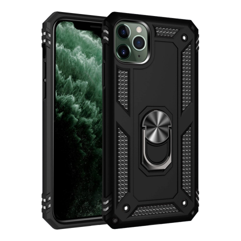 Apple İphone 11 Pro Kılıf Sofya Yüzüklü Silikon Kapak - Siyah