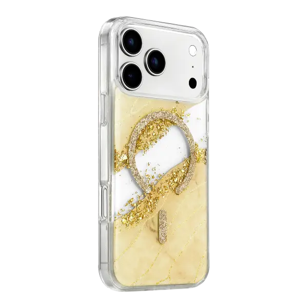 Onegif Apple iPhone 17 Pro/18 Pro Lotus Simli Magsafe Kapak - Gümüş