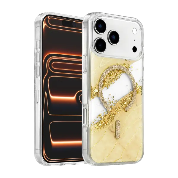 Onegif Apple iPhone 17 Pro/18 Pro Lotus Simli Magsafe Kapak - Gümüş