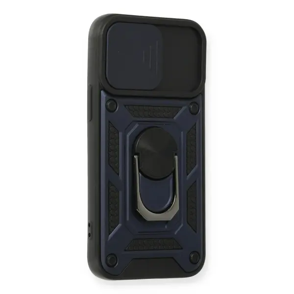 Apple iPhone 12 Mini Kılıf Pars Lens Yüzüklü Silikon - Lacivert