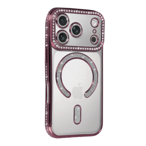Apple İphone 17 Pro Joke Simli Magneticsafe Kılıf - Pembe