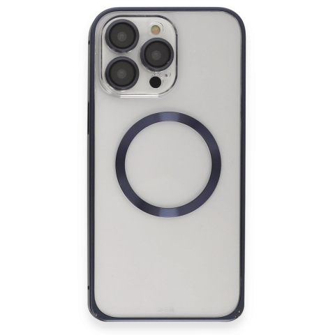Joko Apple İphone 15 Pro Max Kılıf Metal Bumper Magneticsafe Kapak - Lacivert