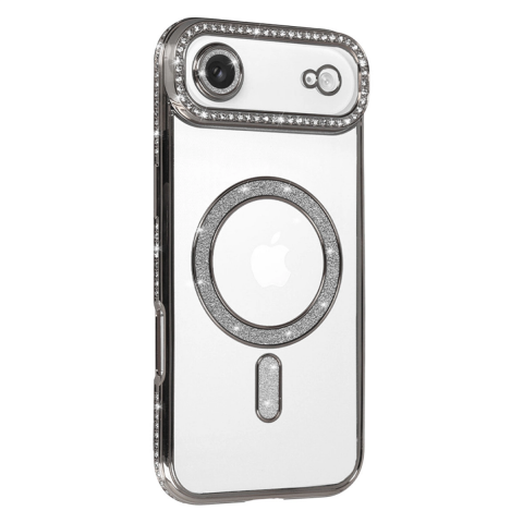 Apple İphone 17 Air Joke Simli Magneticsafe Kılıf - Gümüş