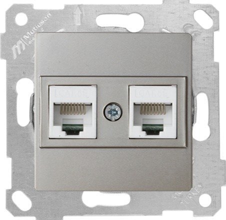 Mutlusan Rita Mek Tuş Data Priz i 2*Rj45 Cat 5 E  Titanyum 2200 138 0183