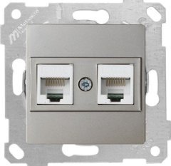 Mutlusan Rita Mek Tuş Data Priz i 2*Rj45 Cat 5 E  Titanyum 2200 138 0183
