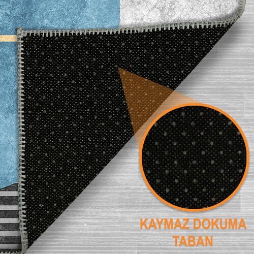 Modern Şönil Kaymaz Doğal Pamuk Tabanlı Yıkanabilir Antibakteriyel Çevre Dostu Salon Halısı 200x300