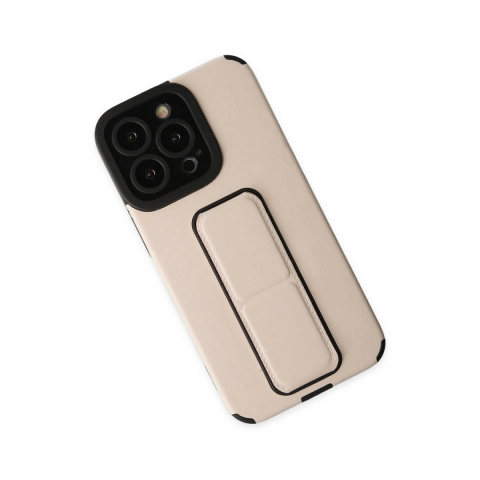 Apple İphone 13 Pro Max Kılıf Mega Standlı Silikon - Gold