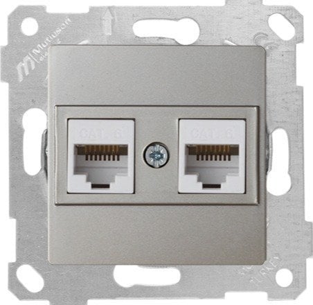 Mutlusan Rita Mek Tuş Data Priz i 2*Rj45 Cat 6  Titanyum 2200 141 0183