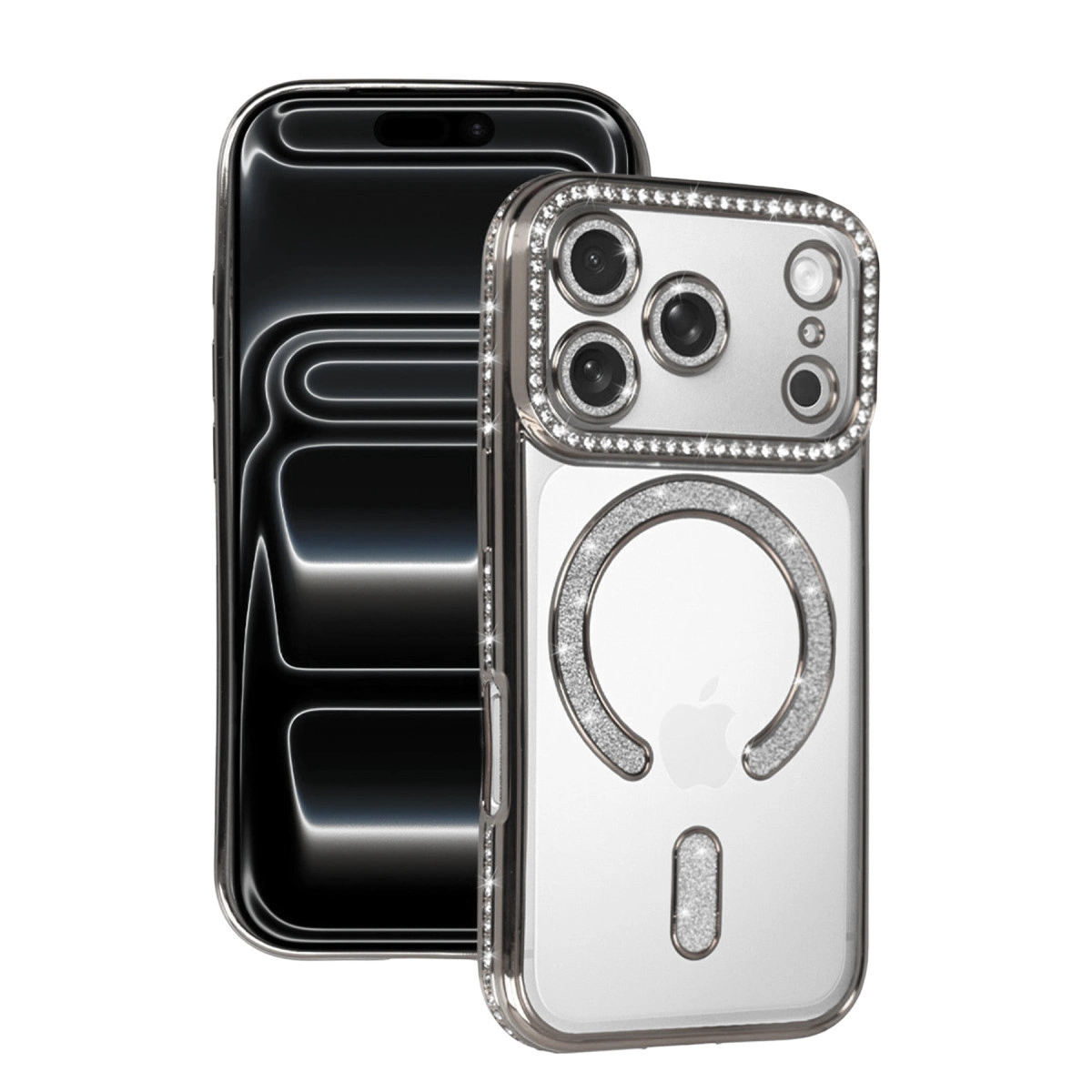 Apple İphone 17 Pro Max Joke Simli Magneticsafe Kılıf - Gümüş
