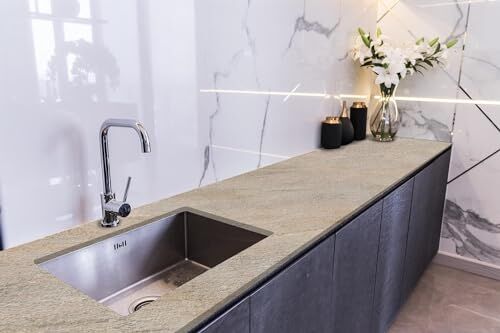 Tezgah Üstü Fayans Kaplama Folyosu Mutfak Tezgahı Kaplama Rustik Beige Marble 70 cm x 4 Metre