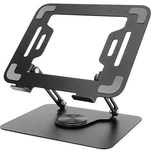 ZR-110 B Alüminyum 360 Derece Dönen Tabanlı Katlanabilir Taşınabilir Laptop Standı, Koyu Gri