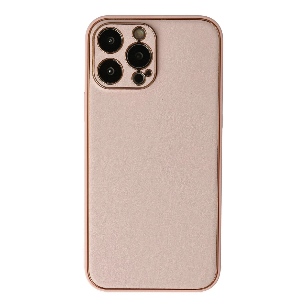 Apple İphone 13 Pro Kılıf Coco Deri Silikon Kapak - Pudra