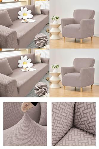 Tuğla Desen Streç Lastikli Koltuk Örtüsü Takımı 3 3 1 1 Esnek Kanepe çekyat kılıfı vizon 180 x 230