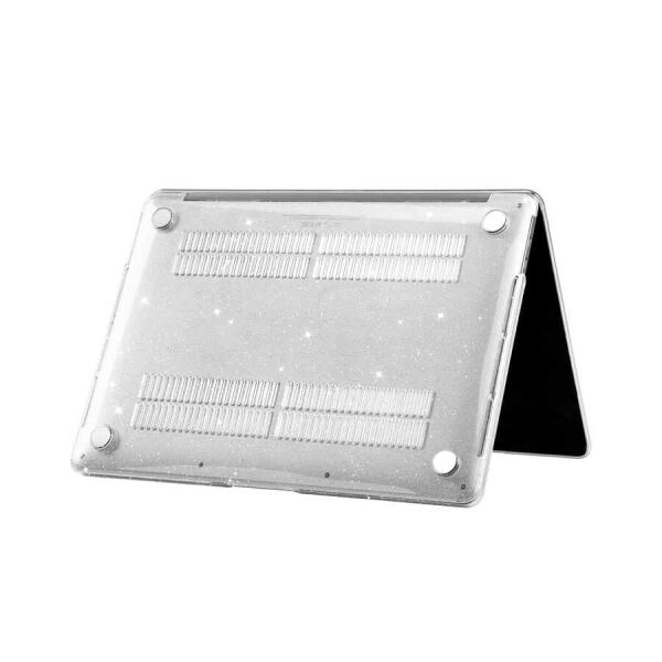 Apple MacBook Pro 14inç M1/M2 A2442 A2779 Uyumlu Simli Kılıf, Ön Arka Kapak, Renksiz