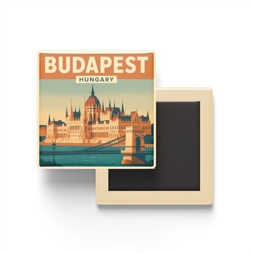 Budapeşte Macaristan Parlamento Binası Baskılı Kare Buzdolabı Magneti, 9x9 cm