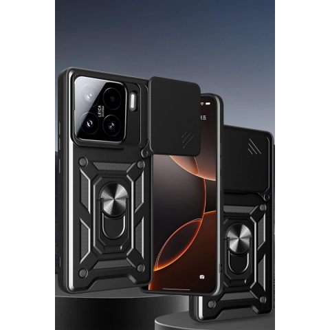 Xiaomi Mi 15 Pro Kılıf Pars Lens Yüzüklü Silikon - Siyah